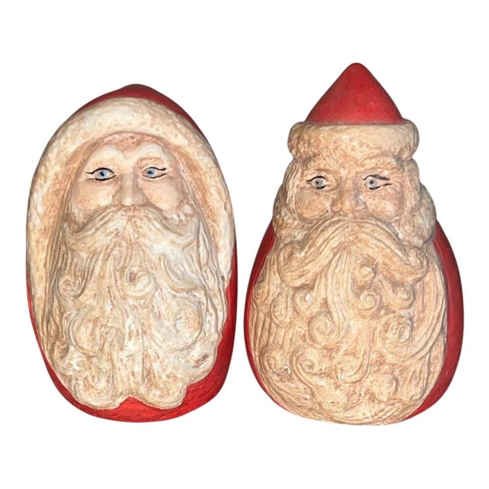Vintage Hand Painted Teardrop Santa Ceramic Figurines